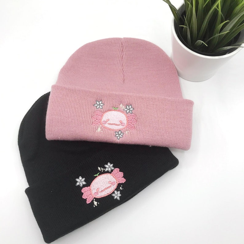 Axolotl Beanie cute winter hat pink kawaii axolotl axolotl