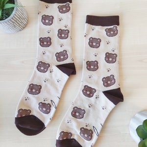 Bear socks - cute socks, comfy clothing, kawaii socks, animal aesthetic
