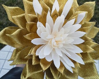 Gigante Marrone Rossiccio Peonia Carta Crespa Fiore Di