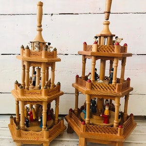 Set di giostra natalizia tradizionale Germania - 2 giocattoli in legno