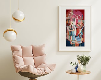 Mid Century Modern Art PRINT Abstract Painting Large Painting Original Expressionist Painting Mid Century Painting Pink Painting Original