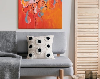 Abstract Expressionist Print: Orange Mid-Century Modern Art