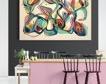 Abstract Expressionist Art Print: Mid Century Modern Painting