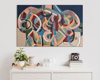 PRINT Abstract Painting Large Painting Expressionist painting Abstract and Geometric painting Austin artist painting Blue and White painting