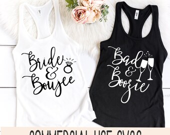 Bride and boujie shirt svg, bad and boozy shirt svg, bridesmaid proposal svg, bachelorette shirt svg, bride tribe shirt svg, wedding shirt