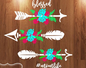 Blessed Arrows svg file, mom life file, blessed mama svg, arrows svg, Mother's day svg,  silhouette studio, cricut design space svg