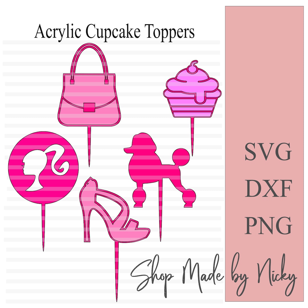 Cupcake Topper Svg Silhouette Topper Svg Lets Go Party Cupcake Toppers