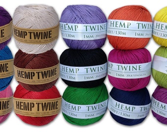 Hemp Twine All-Natural 1mm in Your Choice of Color, 430 Feet