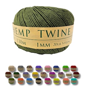 Hemp Twine - Truly Olive, All-Natural 1MM, 430 Feet