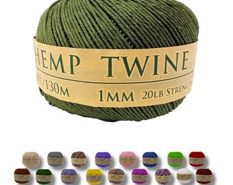 Hemp Twine - Truly Olive, All-Natural 1MM, 430 Feet