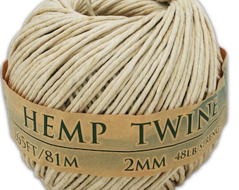 Natural Hemp Twine 2mm - 265 ft, Jewelry Making, Beading