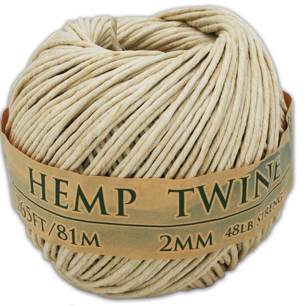 Hemptopia 2mm Natural Hemp Twine - 265 Feet / 81 Meters - 100% Hemp Color All Natural Great for Beading, Jewelry Making and Bracelets