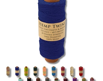 Navy Blue Hemp Twine, 1mm, 225 ft, All-Natural