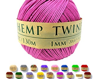 Hemp Twine - Pink, All-Natural 1mm, 430 Feet
