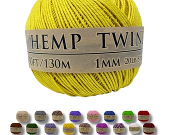 Hemp Twine - Yellow, All-Natural 1MM,  430 Feet