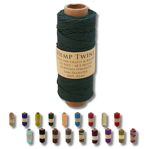 Hunter Green Hemp Twine, 1mm, 225 ft, Jewelry & Crafting
