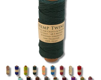 Hunter Green Hemp Twine, 1mm, 225 ft, Jewelry & Crafting