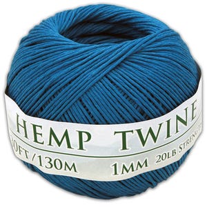 Hemp Twine - Blue, All-Natural 1MM, 430 Feet
