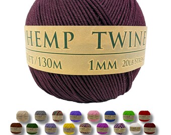 Hemp Twine - Bourbon Red, All-Natural 1MM, 430 Feet
