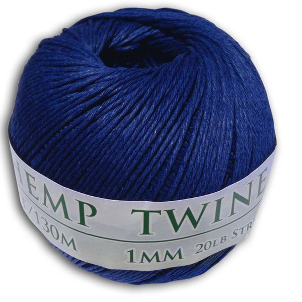 Hemp Twine - Navy Blue, All-Natural 1mm, 430 feet