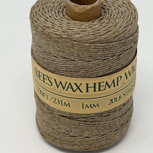 Hemp Twine Spool - Bees Wax Hemp Wick , All-Natural 1mm, 700 Feet