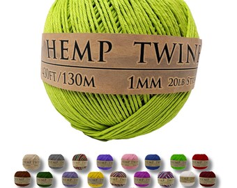 Hemp Twine - Lime Green, All-Natural 1MM,  430 Feet