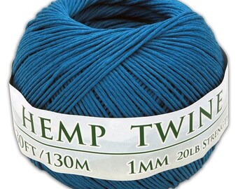 Hemp Twine - Blue, All-Natural 1MM, 430 Feet