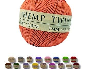 Hemp Twine - Orange, All-Natural 1MM, 430 Feet
