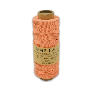 Hemp Twine, All-Natural 1MM  - Tropical Coral 225 feet, Free shipping