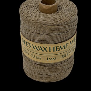 Hemp Twine Spool - Bees Wax Hemp Wick , All-Natural 1mm, 700 Feet