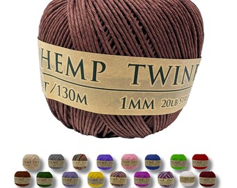 Hemp Twine - Brown, All-Natural 1mm, 430 Feet