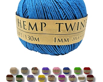 Hemp Twine - Blue, All-Natural 1MM, 430 Feet