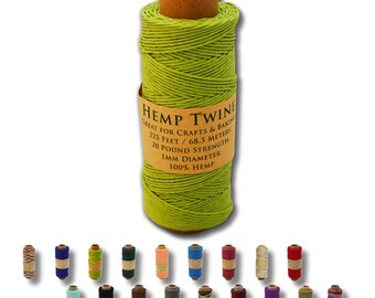 Lime Green Hemp Twine, 1mm, 225 ft, Jewelry Making
