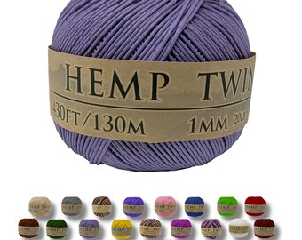 Hemp Twine - Lavender, All-Natural 1mm, 430 Feet