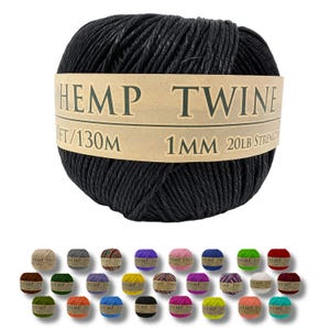 Hemp Twine - Black, All-Natural 1MM, 430 Feet