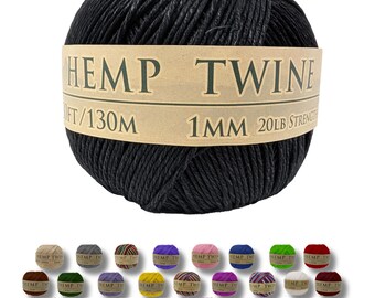 Hemp Twine - Black, All-Natural 1MM, 430 Feet