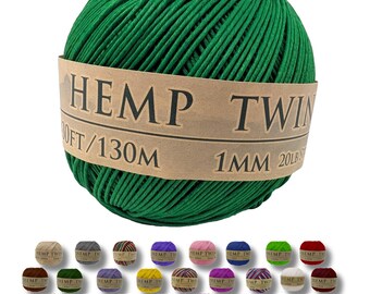 Hemp Twine - Green, All-Natural 1MM, 430 Feet
