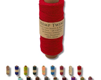 Red Hemp Twine, 1mm, 225 ft, Jewelry & Crafting