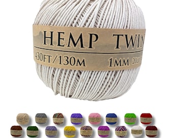 Hemp Twine - White, All-Natural 1MM, 430 Feet