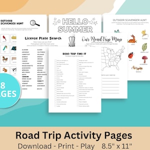 Family Road Trip Games, Car Games, 8 pages Instant Download, Fun Activity for Kids in the Car on the Road