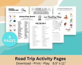 Family Road Trip Games, Car Games, 8 pages Instant Download, Fun Activity for Kids in the Car on the Road