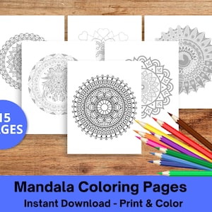 Mandala Printable Pages Bundle, Instant Download, Adult Coloring Book, Mandala Coloring Book, Unique Designs