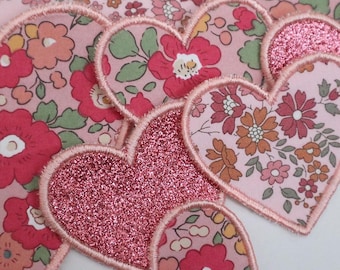 Parche de corazón de tela Liberty: aplique termoadhesivo bordado