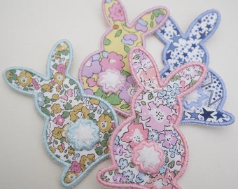 Easter Bunny Iron On Patch: Liberty Appliqué with Fluffy Tail