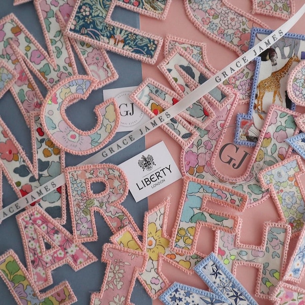 Liberty London Appliqué Letters, Iron-On Transfer Patch, Sew-On Patch, Personalised Gift Supplies