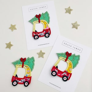 Christmas Liberty Appliqué  | Car with Christmas tree  | Iron-On Transfer Patch | Sew-On Patch | Personalised Gift | Little Tikes