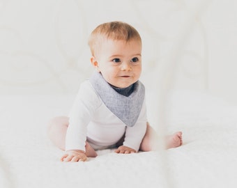 Irish linen dribble bib, bandana bib gift box.