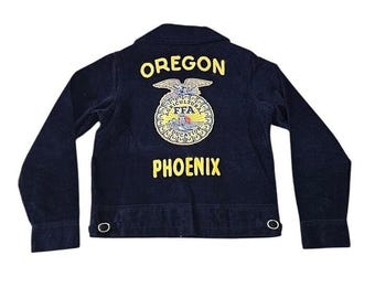 FFA Corduroy Blue Farmers Agricultural Jacket Oregon Phoenix Size 32 Vintage