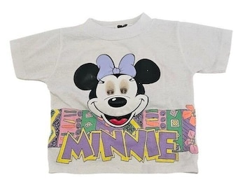 Vintage 90s Disney Minnie Mouse T-Shirt Girl Size 2T Moving Eyes USA Retro