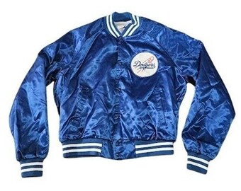 Vintage 90's Chalk Line LA Dodgers Satin Rare Jacket Men XL Blue Snap Button